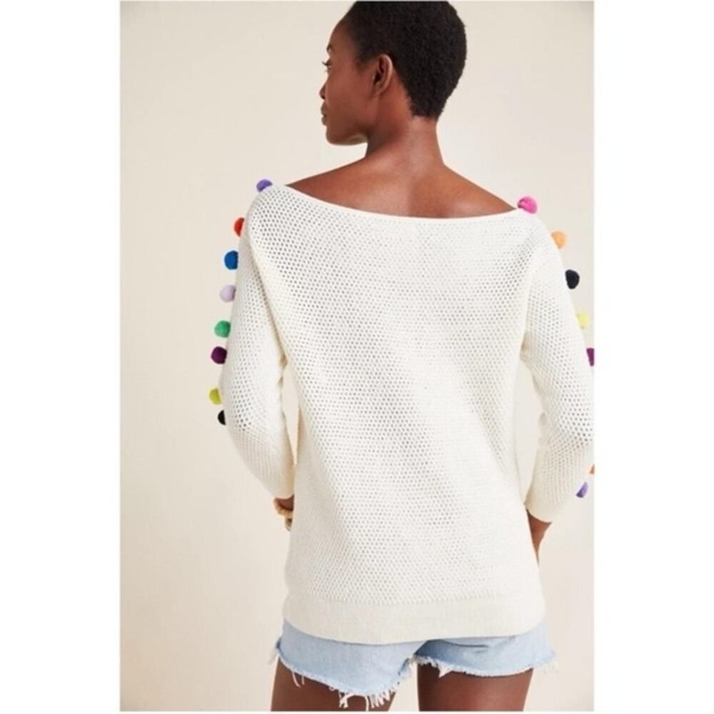 NWT Anthropologie Emilia Pommed Pullover Sweater Ivory Cream - Size: Small - Picture 3 of 7